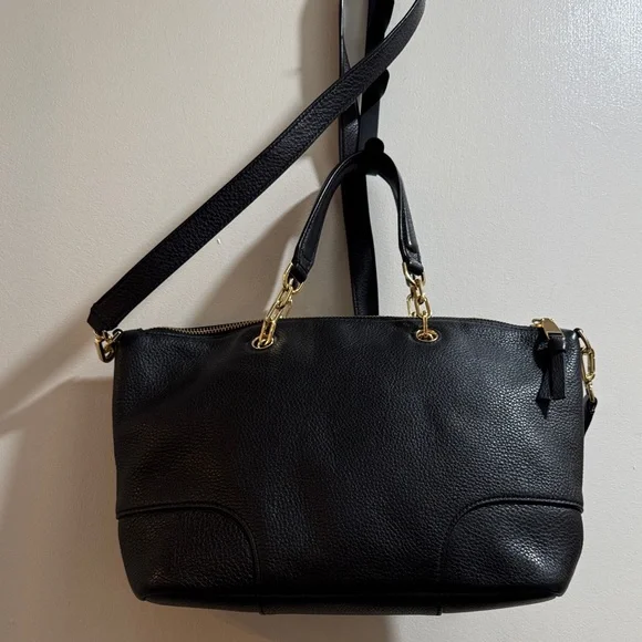 Tory Burch Black Leather Shoulder Bag with Gold Details - Picture 6 of 7